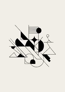 Geometric Abstract Art in Black and White