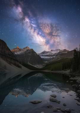 Milky Way Over Mountain Lake