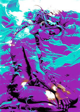 Woman in Purple and Teal