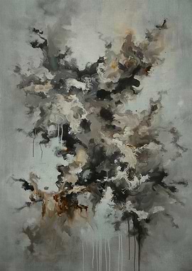 Abstract Grey and Black Painting