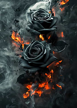 Black Roses in Flames