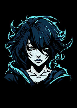 Anime Girl with Blue Hair