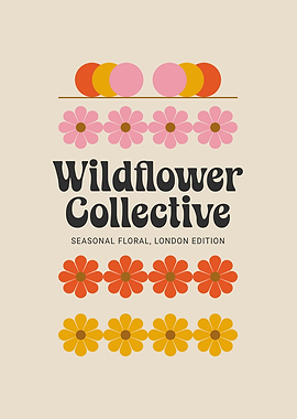 Retro Wildflower Floral Flower Market in Pink and Orange