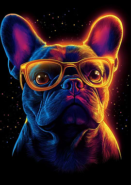 French Bulldog in Neon