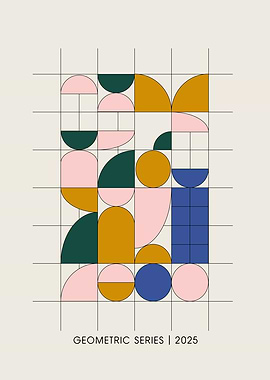 Colorful Bauhaus Geometric Abstract Art