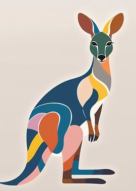 Colorful Kangaroo Illustration