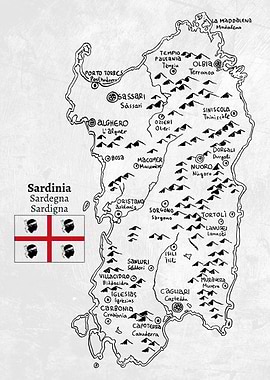 Handdrawn Map of Sardinia