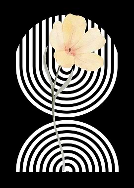 Watercolor Flower with Stripes