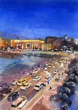 Yerevan Armenia Cityscape at Dusk