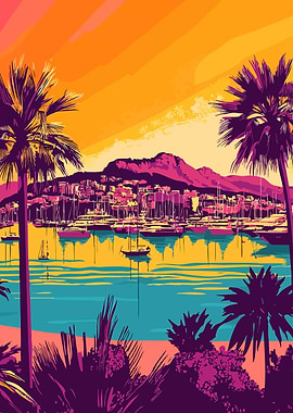 Purple Sunset Cannes France Minimalist Art