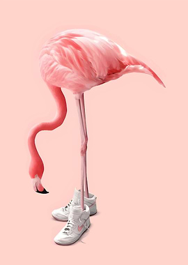Pink Flamingo with Sneakers