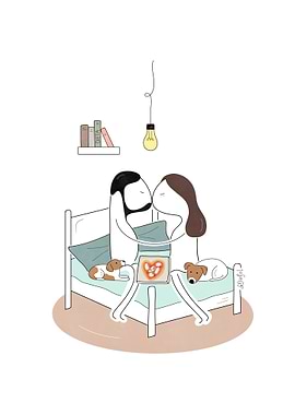 Couple in Bed with Pizza