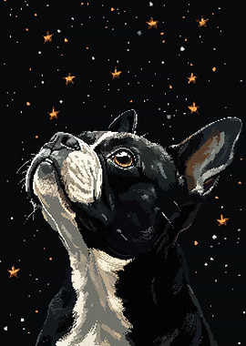 French Bulldog Retro Pixel Art