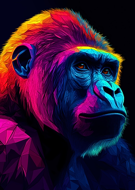 Gorilla in Neon Colors