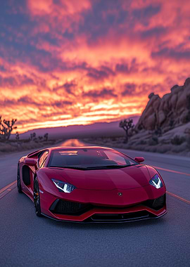 Red Lamborghini Sunset