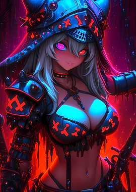 Cyberpunk Anime Girl Warrior