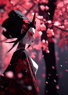 Demon Girl in Cherry Blossoms
