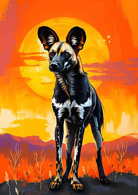 African Wild Dog Sunset