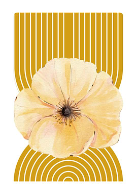 Yellow Flower with Geometric Background