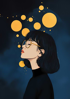 Girl Gazing at Lights