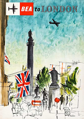 BEA to London Vintage Poster