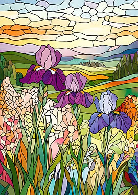 Stained Glass Irises