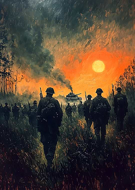 Soldiers Marching into Battle