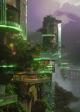Cyberpunk Rainforest City