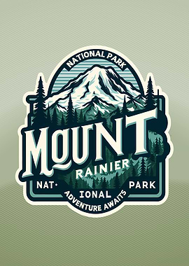 Mount Rainier National Park Retro Logo