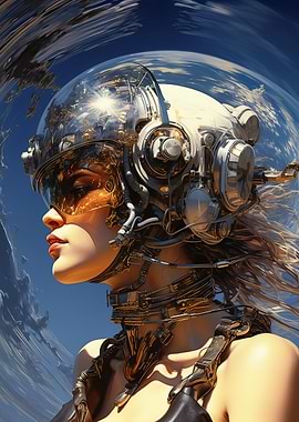 Cyberpunk Woman in Space