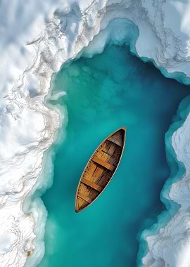 Wooden Boat in Turquoise Lagoon