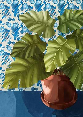 House Plant with Koi Paper