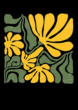 Yellow Flowers on Black