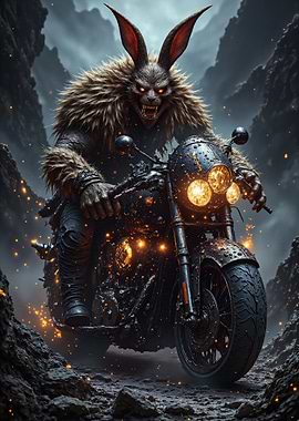 Were-Rabbit on Motorcycle