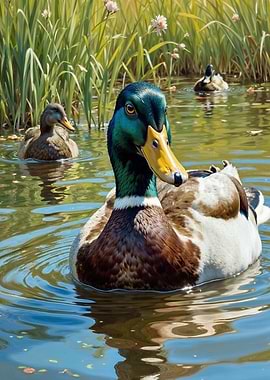 Mallard Duck in Pond