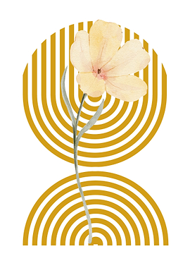 Floral Watercolor with Geometric Pattern