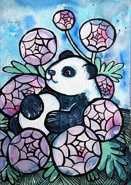 Panda in Flowers
