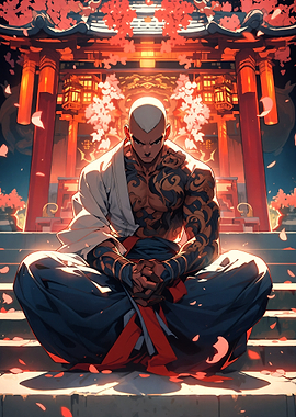 Martial Artist in Japanese Temple