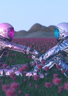 Astronauts in a Field