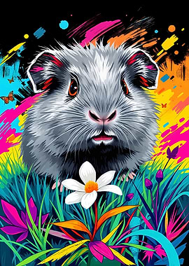 Guinea Pig in Flowers