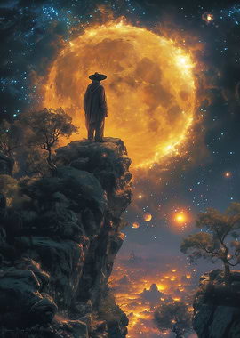 Lone Ranger Under Giant Moon