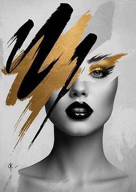 Gold & Black Abstract Portrait