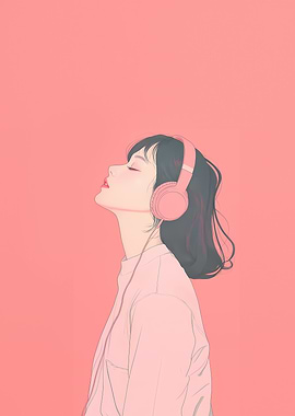 Pink Headphones Anime Girl