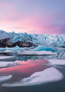 Glacier Sunset Reflection