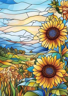 Stained Glass Sunflowers