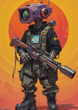 Cyberpunk Soldier with Camera Head