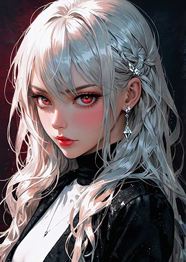 Anime Girl with Silver Hair - Diamond