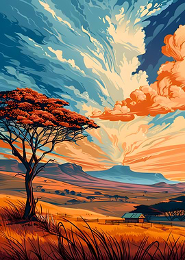 African Sunset Landscape
