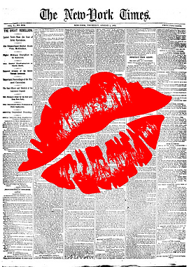 Red Lips on Newspaper