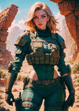 Female Soldier in Desert